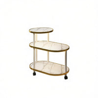 Space-Saving 3-Tier Rolling Utility Cart Strong Load-Bearing 3-Tier Rolling Cart with Tabletop Sturdy Frame Side Table Safety Guardrail for Apartment Dwellers, Away Ice Workers, Living Room, Small Areas, Bedroom, Bathroom