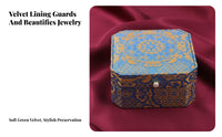 Decorative Design Chinese Design Embroidery Box Giftable Octagonal Jewelry Box Soft Padded Interior for Brides, Gifting, Dresser Top