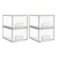 Drawer Storage Organizer, Clear Acrylic Stackable Design, Vanity Table Makeup and Jewellery Bathroom Drawers Unit