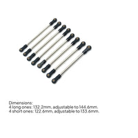 8 Pieces RC Linkage Set with Metal Ends Adjustable Tie Rod Kit Shiny Link Rod for Hobbyists