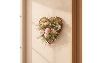 Heart Wreath with Rattan Frame Handwoven Floral Wreath Wall Hanging Outdoor Door Hanger Handmade for Entryway, Wedding