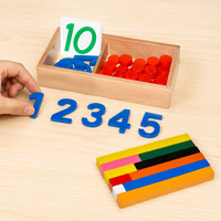 Math Toy Wooden Material for Children 3-6 Years, Number Learning Toy with Counting Sticks, Educational Wooden Toy for Learning to Calculate