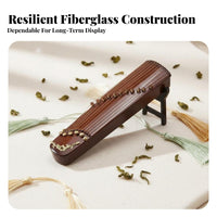 Decorative Only Non-Playable Instrument Replica Highly Detailed Miniature Pipa with Stand Includes Display Accessory Collectible Model Vintage aesthetic for Music Lovers, Collectors