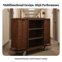 Guest Linen Cart Large Storage Space Versatile Utility Trolley Detachable Bags Commercial Cleaning Cart with Wheels for Cleaners, Janitors, Hotels