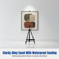 Alloy Art Easel, Foldable Adjustable Stand with Double-Sided Board, Metal Tray, Art Bag, Fasteners, for Outdoor Painting