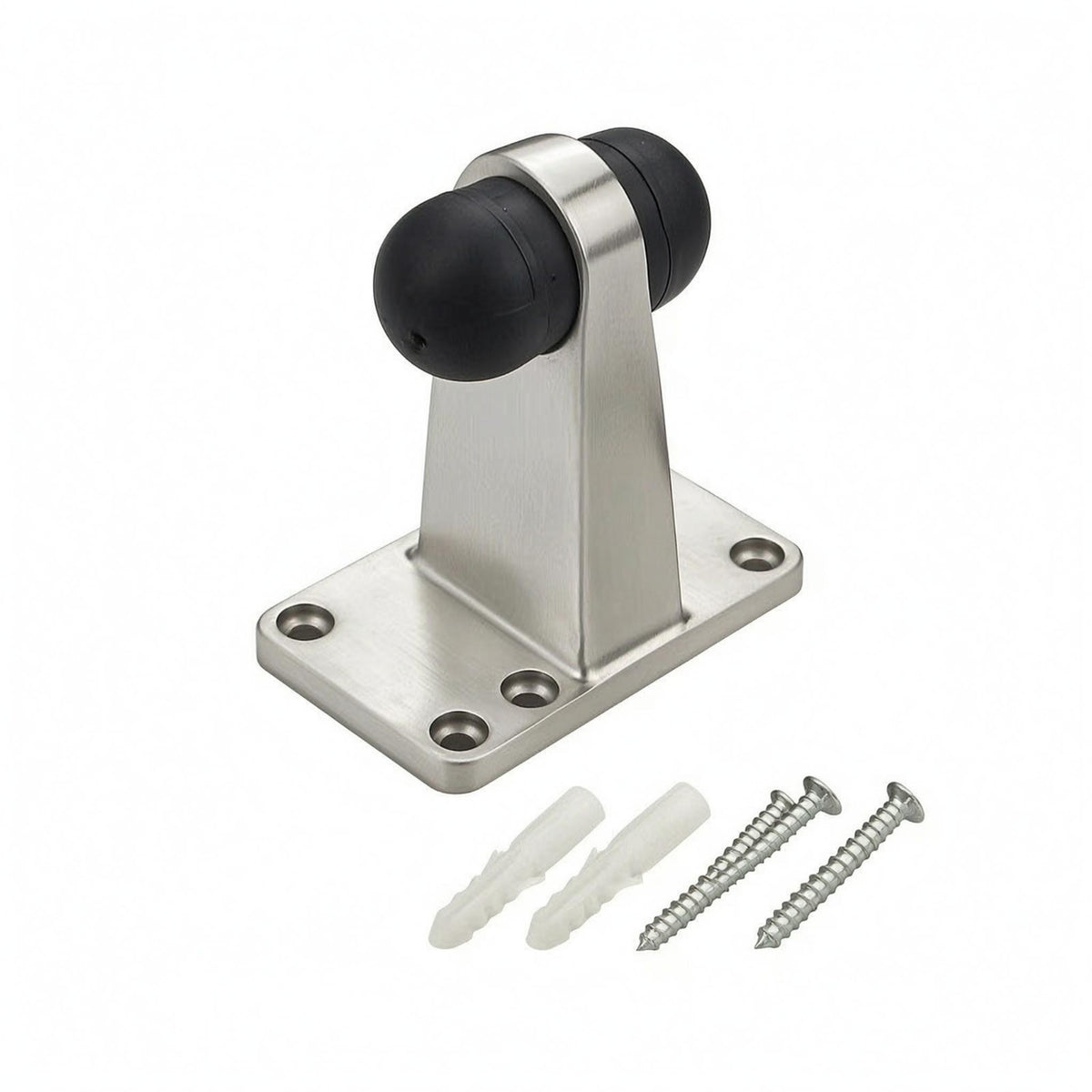 Brushed Metal Triangular Door Stopper Impact Protection Stainless Steel Door Stopper Installation Screws Home Hardware Rounded Edges