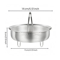 Raised Rim Stainless Steel Steaming Basket Arched Handles Stainless Steel Steamer Basket Support Feet Kitchen Tool Fine Steam Holes