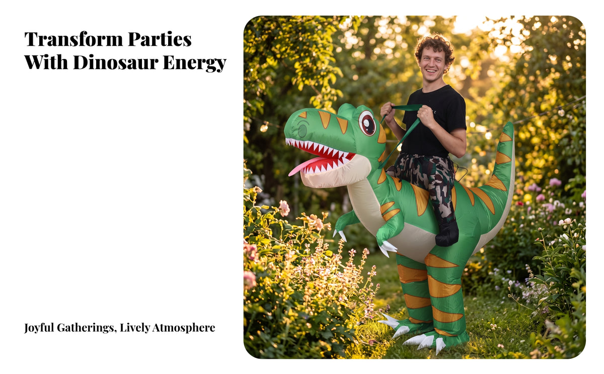 Inflatable Dinosaur Costume | Playful Cartoon-Style Head, inflatable Dinosaur Suit, for Halloween