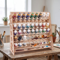 Paint Storage Organizer Tiered Paint Rack Wooden for Painters, Hobbyists, Art Room, Studio, Classroom