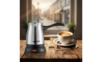 Stainless Steel Electric Coffee Pot Compact Electric Turkish Coffee Maker Portable Milk Heater Heat-Resistant for Students, Travelers, Small Kitchen, Office, Dorm Room
