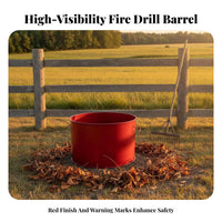 Large Capacity Fire Drill Barrel With Handles Heavy Duty Steel Incinerating Drum Thickened Steel Incinerator for Firefighters, Facilities Personnel, Property Managers, Outdoor, Training Grounds, Factory Yard, Schoolyard