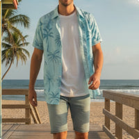 Printed Short-Sleeve Button-down Shirt Casual Button-Front Shirt Comfortable Apparel Versatile for Summer