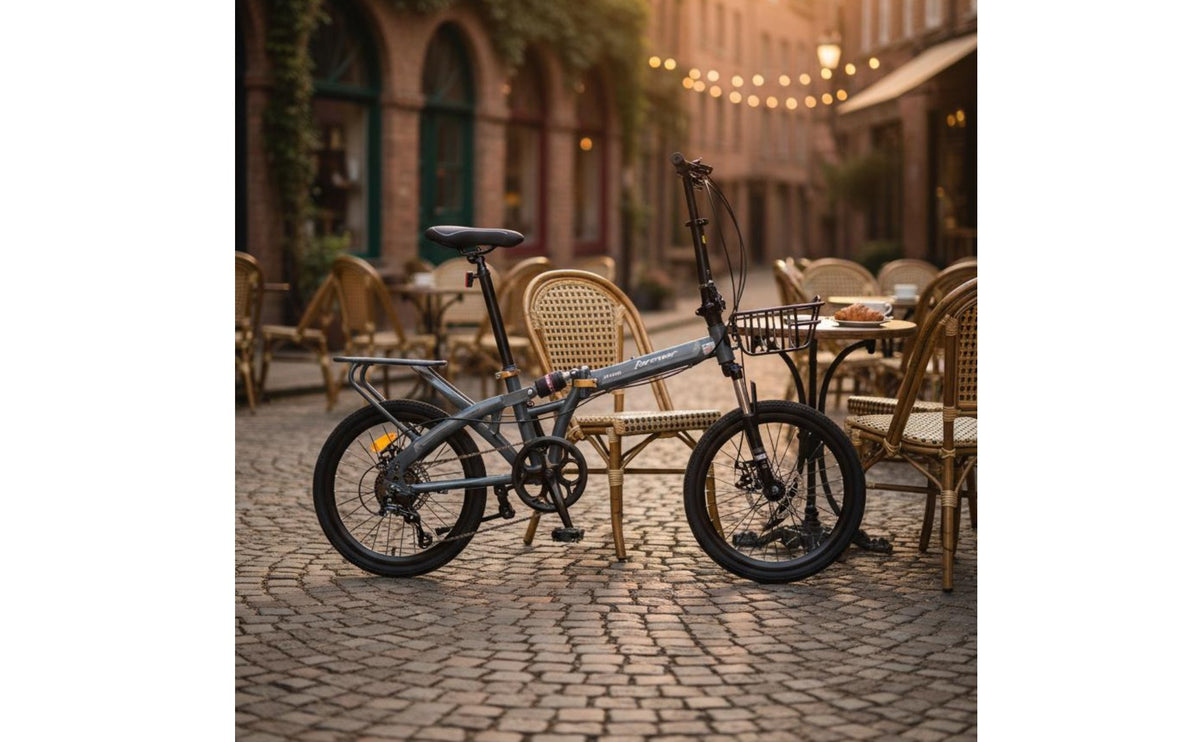 High-Carbon Steel Frame 7 Speed Folding Bike Front and Rear Disc Brakes Folding Two-Wheeler Shock Absorption Portable Bike Lightweight for Adults, Commuters, Commuting, City, Travel