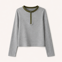 Quarter Zip Base Layer for Women with Half Zipper Long Sleeve Pullover Top, Completely Pure Casual Color Shirt for Autumn Winter, Plus Size Fit