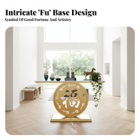Light Luxury Design Console with Fu Character Base Scratch Resistant Top Accent Table Rounded Corners Household Furnishing Easy to Clean for Homeowners, Interior Design Enthusiasts, Hotel Managers, Entryway, Hallway, Living Room