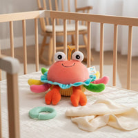Musical Crawling Crab Baby Plush Toy Musical Scuttling Crustacean Toy Gnaw Stuffed Animal for Crawlers, Young Children, Stomach Time