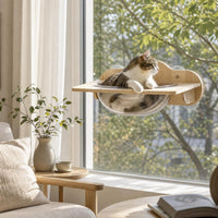 Cat Window Perch with Suction Cups - Wooden Frame & Glass Capsule Hammock Bed