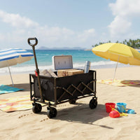 Space-Saving Portable Camping Wagon All Terrain Wheels Foldable Beach Wagon Collapsible Utility Wagon for Shopping, Picnic, Gardening