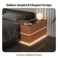 Light Luxury Design Round Smart End Table Multi-Functional Home Furnishing Wireless Charging Nightstand With Storage Drawer for Apartment Dwellers, electronic aficionados, Living Room, Small Spaces, Bedroom, Entryway