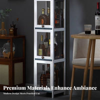 Modern Design Unrestricted Standing Wine Cabinet Space Saving Tall Slim Display Cabinet Large Capacity Narrow Liquor Display Unit Dust-Proof for Collectors, Apartment Dwellers, Living Room, Home Bar, Bedroom, Kitchen