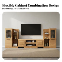 Sturdy Construction Extendable TV Cabinet Versatile Chinese Aesthetic Media Cabinet Rounded Corners Solid Wood Entertainment Unit Easy Assembly