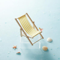 Dollhouse Beach Chair Striped Miniature Lounge Chair Reclined for Scene Setups