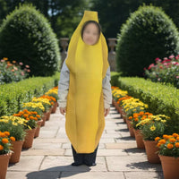 Full-Body Banana Costume Smooth Material Pull-on Banana Suit Halloween Costume Single-Color for Children