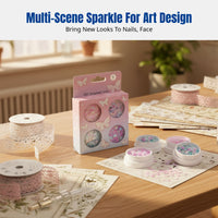 DIY Nail Art Sequins, 4-Round Bottle Box, Floral Pieces, Leaf Sparkle, Face Decoration