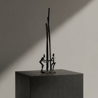 Cast Iron Black Iron Figurine Sculptural Minimalist Human Sculpture Conversation Beginning Black Metal Statue for Sample Room