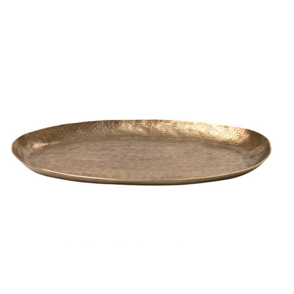 Oval Aluminum Tray Low-Profile Decorative Metal Tray Versatile for Tabletop Organization, Coffee Table, Tea Service