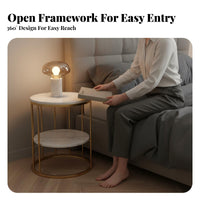 Light Luxury & design curved based End Table Space-Saving Household Furniture Multi-Functional Snack Stand Minimalist Design for Apartment Dwellers, telecommuting Workers, Living Room, Bedroom, Small areas, Home Office