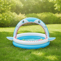 Shark Sprinkler Pool Overhead Inflatable Pool with Sprinkler Built-in Water Toy for Kids, Young Children, Backyard, Patio, Lawn