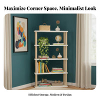 Space-Saving Design Tiered Corner Shelf Versatile Use Unrestrictedstanding Multi-Tier Rack Stable Construction Bookshelf Easy Assembly for Apartment Dwellers, Homeowners, Office Workers, Narrow Spaces, Small Areas, Study Room, Bedroom