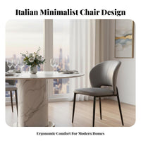 Italian Design Upholstered Side Chair with Curved Back Minimalist Design Curved Backrest Chair Light Luxury Seating Furniture Soft Padded for Families, Homeowners, Restaurant Owners, Dining Room, Kitchen, Study, Home Office