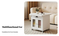 Height-Adjustable transformable Coffee-to-Dining Table two-in-oneUse Wheeled highlight Table Mobile with casters Rolling trolley Space-Saving Design for Apartment Dwellers, distant Workers, Small Families, Living Room, Home Office, Bedroom