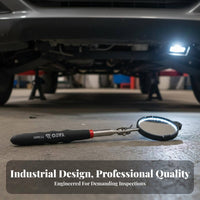 Under Vehicle Inspection Mirror Double Ball Joint LED Lighted Inspection Mirror Portable Design for Mechanics, Security Personnel, Hard-to-Reach Areas