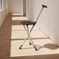 Three-Legged Cane Stool Adjustable Height Walking Cane with Seat Multifunctional Walking Stick with Seat 2-in-1 for Elderly, Seniors, Travel