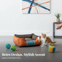 Rectangular Dog Bed Thickly Padded Bolster Pet Bed Non-Slip Bottom Cushioned Cat Lounger for Dogs, Small Pets, Kennel, Crate