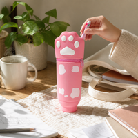 Retractable Silicone Pen Pencil Case Cute Cat Paw Design