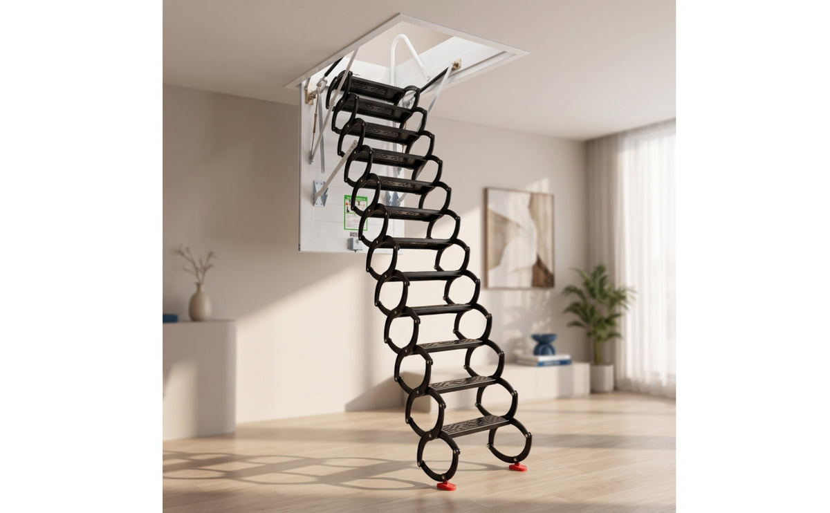 Fold-down Attic Ladder Space-Saving Folding Attic Ladder Compact for Home