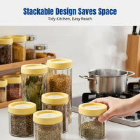 Glass Airtight Storage Jar, Food Grade Moisture-Resistant Container, Kitchen Spice Organizer, Stackable Transparent