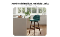 Modern Minimalist Design Upholstered High Stool with Backrest Ergonomic Design Bar Chair Sturdy Base Seating Furniture Easy to Assemble for Business Owners, Homeowners, Couples, Cafe, Restaurant, Eatery, Kitchen Island