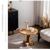 美式复古做旧实木小圆桌客厅沙发茶几民宿小户型边角几阳台咖啡桌