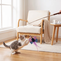 Cat Teaser Stick Extendable Telescopic Cat Wand Colorful for Cats, Indoor Play, Exercise