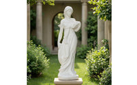 Stone-Look Classical Statue Freestanding Sculptural Figure Decorative Statue with Base Carved for Home Decorators, Art Collectors, Gallery, Entryway, Patio, Garden