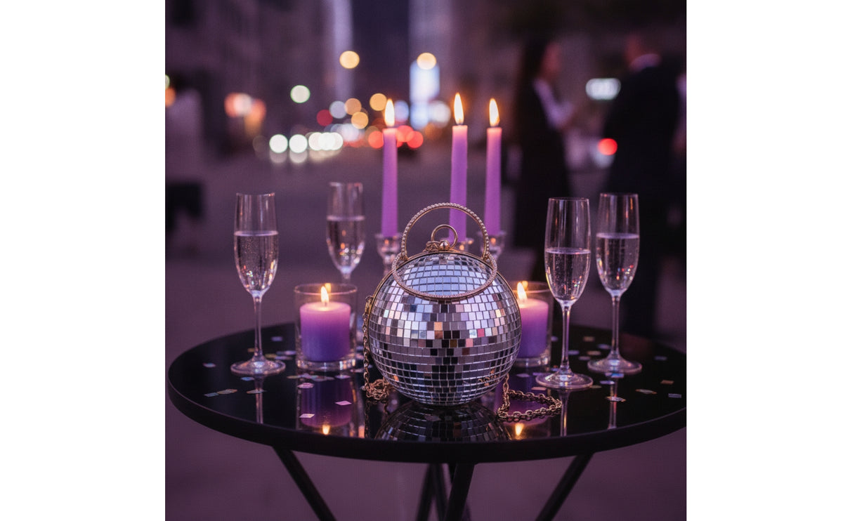 Spherical Clutch Bag Mirrored Disco Ball Purse Shimmering for Parties, Weddings