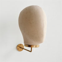 Mannequin Head with Wall Golden Finish-Tone Hairpiece Stand Compact Hat Stand for Boutiques, Studios