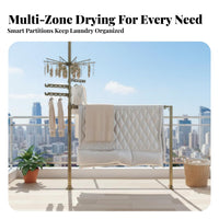 Heavy-Duty Floor-to-Ceiling Tension Pole Space-Saving Clothes Drying Rack Adjustable Height Laundry Organizer High Capacity for Apartment Dwellers, Families, Students, Balcony, Small Compact Areas, Bedroom, Living Room