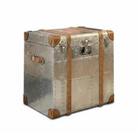 Suitcase-Inspired Design Stacked Luggage End Table Vintage aesthetic Nightstand utilitarian Aesthetic Household Furniture Distressed Finish for Homeowners, Interior Designers, Bedroom, Living Room, Entryway, Small Spaces