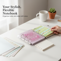 Portable A7 3-Ring Mini Binder Notebook with Wavy Clear Cover